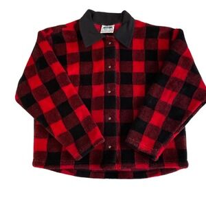 Hidden Bay Clothing Red Black Buffalo Plaid Fleece Shirt Jacket Women's M